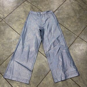 Habitual Girls Sz 14 Wide Leg High Rise Metallic Jeans Like New Comfy Stylist